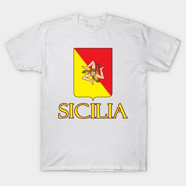 Sicilia (Sicily) Italy - Coat of Arms Design T-Shirt by Naves